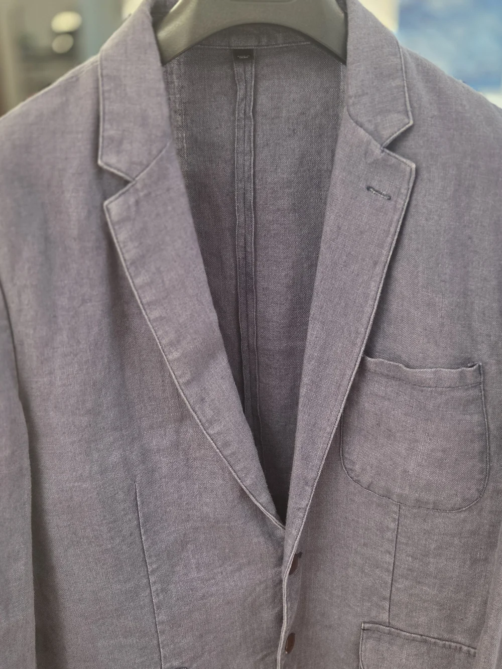 J. Crew Mens 100% Baird McNutt Irish Linen Mid Blue Blazer Sport Coat (44R)